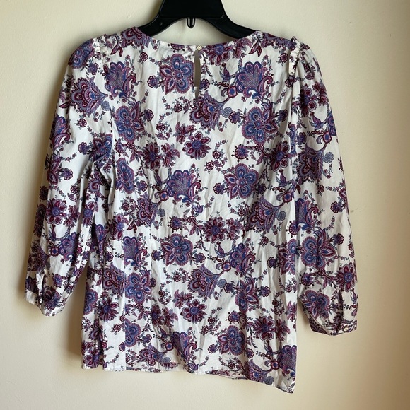 Talbots Puff Sleeve Blouse Paisley Print Size Small Bohemian - Picture 3 of 7